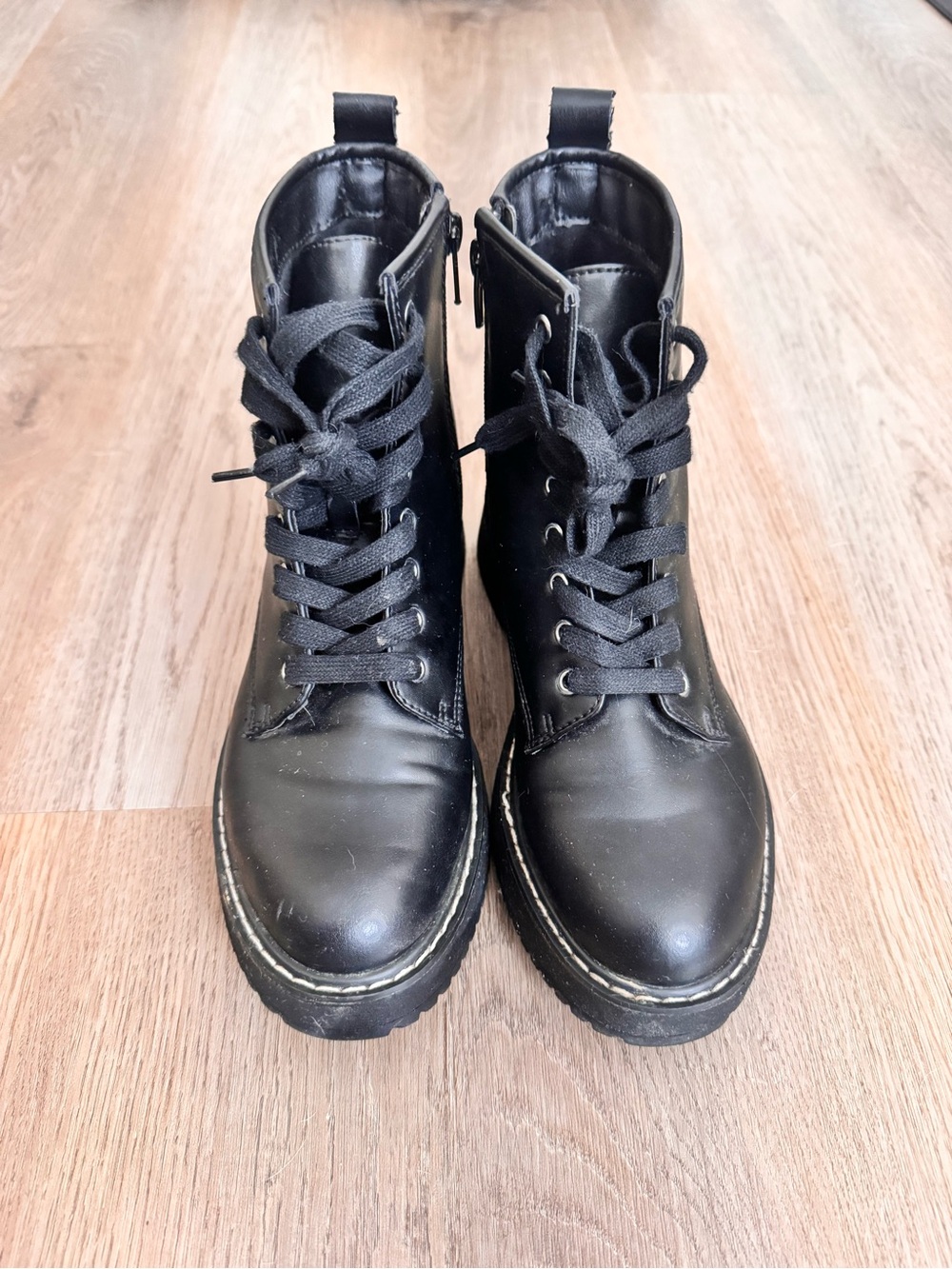 Madden Girl Black Combat Moto Boots